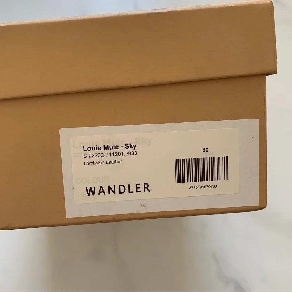 New Wandler Louie woven Italian leather mules in Sky blue EU 39